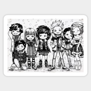 Drawing of a chibi groups Sticker